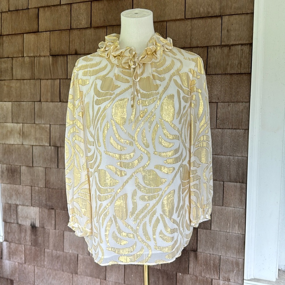 Alex Marie Gold Ruffle Blouse